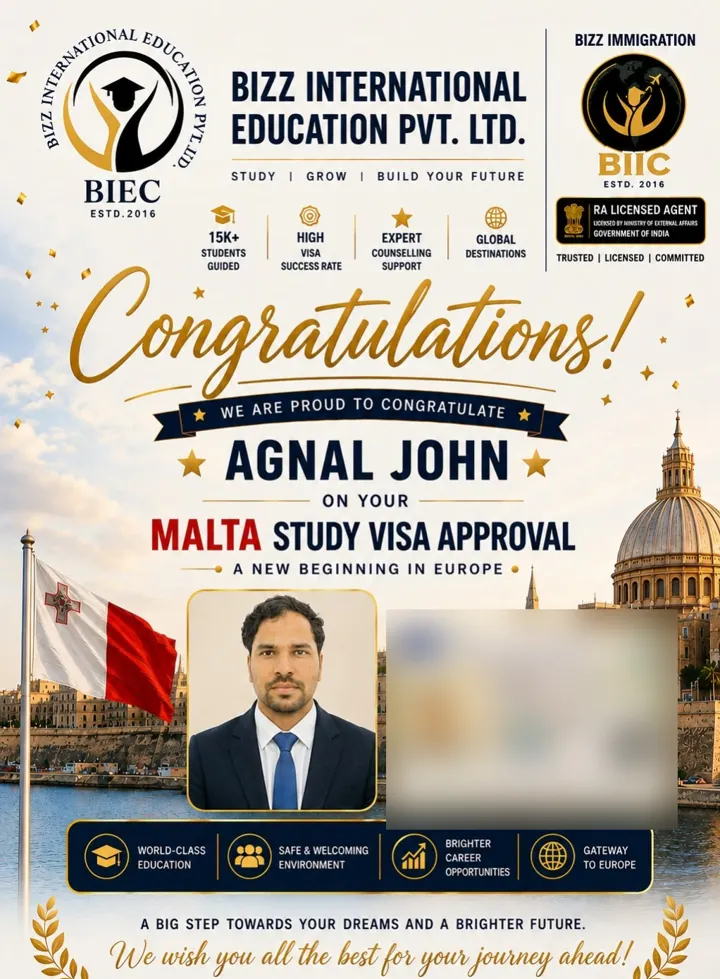 Malta student visa success poster