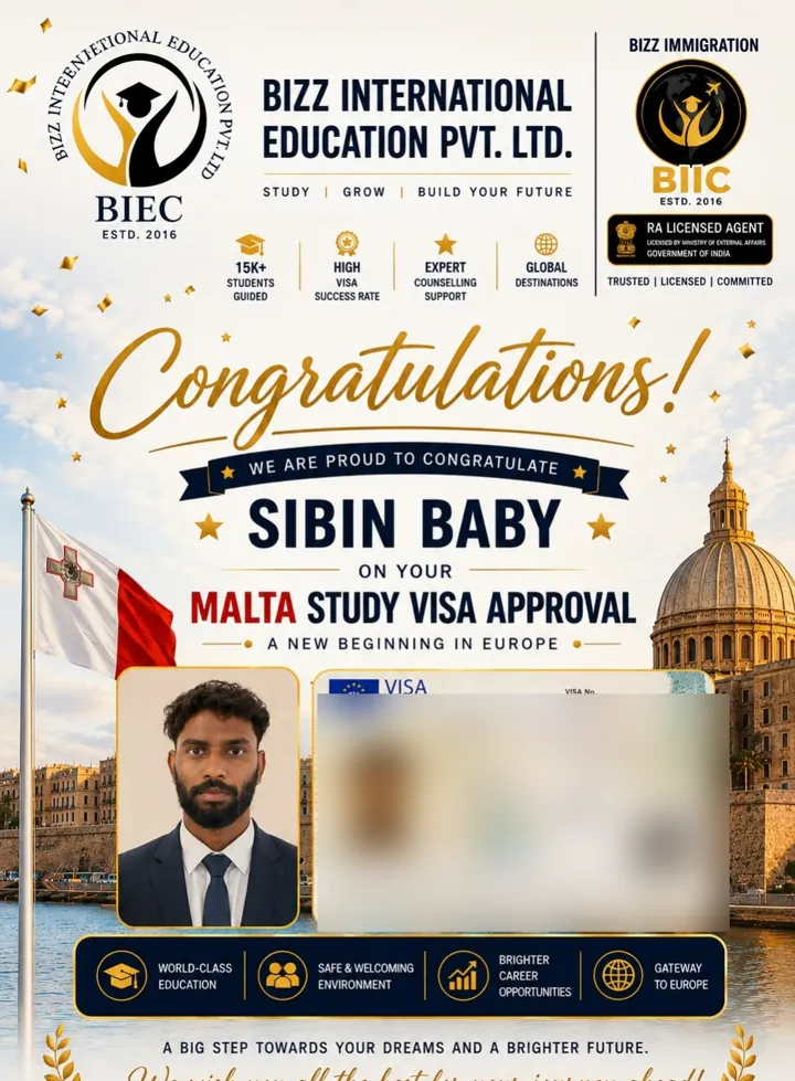 Malta student visa success poster